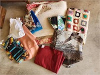 Lot of Blankets, quilt and other material pieces
