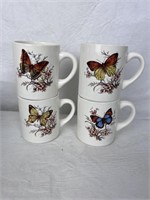 4 Collectible BUTTERFLY Coffee Mugs
