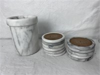 Marble Coaster Set with Holder