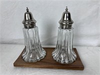 Crystal and Silver Salt and Pepper Shakers