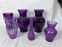 Big Lot of Purple Flower Vases