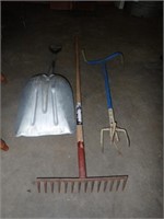 Garden Rake, Garden Claw, Alum. Scoop Shovel