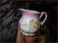 (2) Boxes w/ Hd. Painted Pitcher, Metal Mugs,