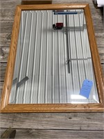 Oak frame bevel glass mirror