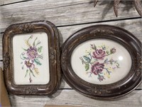 2 needle point pictures in vintage frames