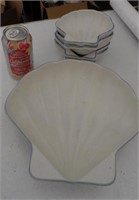 Pfaltzgraff Shell Platter and 4 Shell Bowls