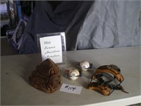Vintage Baseball Equipment: Mask, Glove, Balls