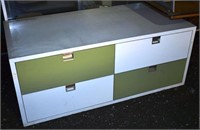 Large laminated 4 drawer storage cabinet; as is