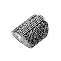 Sterling Silver Marcasite Shield Ring-SZ 6