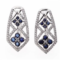 Sapphire & Zircon Interwine Silver Earrings