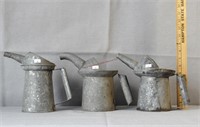 3 Galvanized Oil Filler Cans