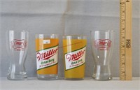 4 Miller High Life Beer Glasses