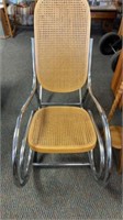 Vintage Chrome and Rattan Rocking Chair