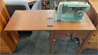 Vintage Mint Green New Home Sewing Machine in