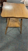 Antique Oak Side Table 2 Tier