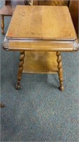 Antique Oak Parlor Table with Turned Wood Legs