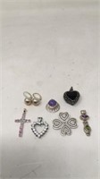 sterling pendants and earrings. 30 grams