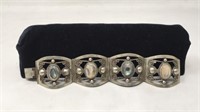 4 panel Mexican silver with abalone bracelet