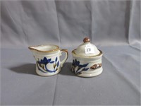 pottery cream and sugar