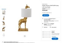 B444 Gold Giraffe Lamp with Linen Shade