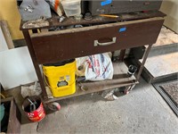 SHOP CART ON CASTERS W/LOWER SHELF/DRAWER CONTENTS