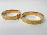 Pair of 14K Gold Victorian Wedding Bracelets.