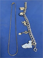Sterling charm bracelet & chain necklace