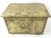 Wood & Embossed Brass Kindling Box