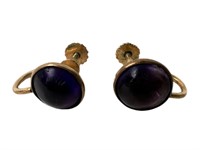 14K Gold Purple Stone Earrings