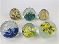 Collection of 6 Art Glass Paperweights
