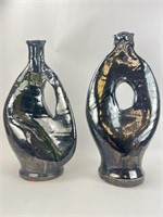 Pair of Large Thomas Buxo Art Glass Vases