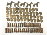 Large Lot of Small Brass Dog Figures