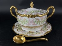 J. POUYAT Limoges Porcelain Covered Bowl & Platter