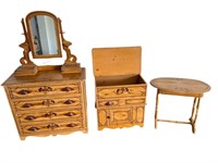 3pc Vintage Painted Wood Cottage Furniture