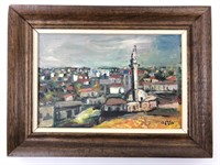Original Oil on Board Cityscape Painting