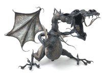 Original Artist Signed Metal Dragon Sculpture