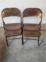 Two Folding Metal Chairs (garage)