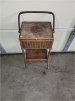 Vintage Wicker Sewing Caddy Table (garage) 27"W X