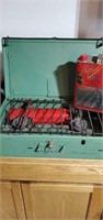 Vintage Coleman two burner stove with about a