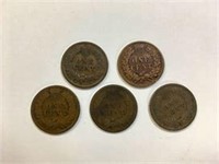 Bag of 5 Total Assorted Indian Head Pennies Bag of