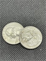 Bag of 2 Silver US Quarters Mixed Dates/Mints/Grds