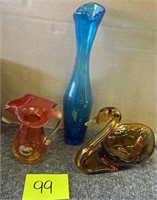 kanawha glass pitcher pilgram swan blue vase