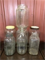 Collection Of Large Clear Pickle Jars & More