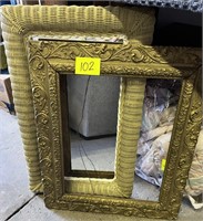 wicker mirror gold frame