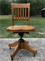 Vintage Oak Rolling Adjustable Office Chair