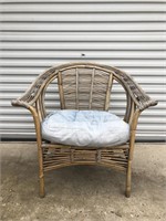 Weathered Outdoor Rattan Chair w/Cushion