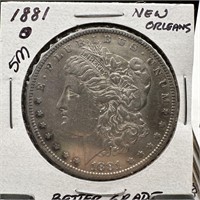 1881-O MORGAN SILVER DOLLAR BETTER GRADE