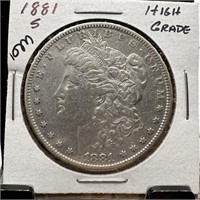 1881-S MORGAN SILVER DOLLAR HIGHG GRADE