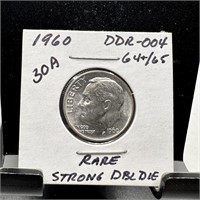 1960 ROOSEVELT SILVER DIME DOUBLE DIE