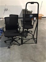 Office Chairs and Metal Rack